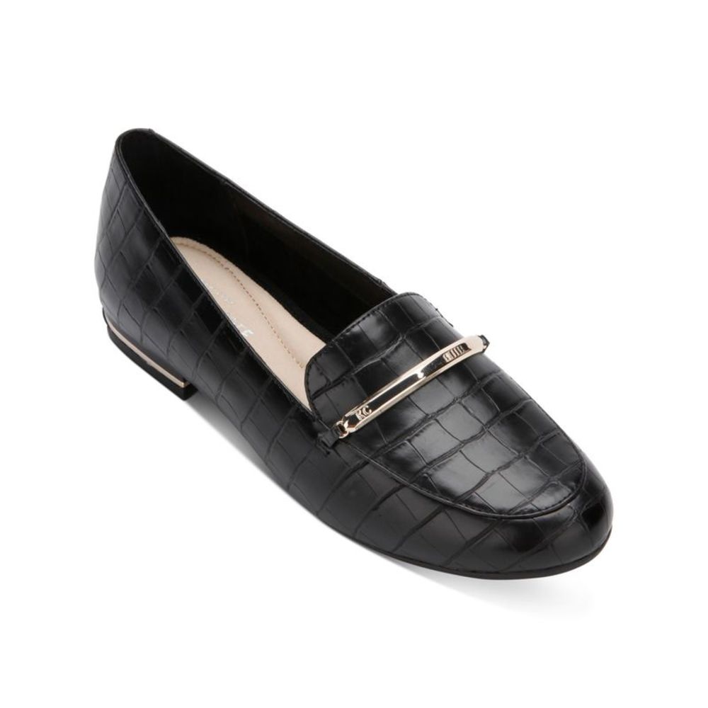 KENNETH COLE Womens Black Crocodile Balance Loafer Bar Slip On Loafers 10 M